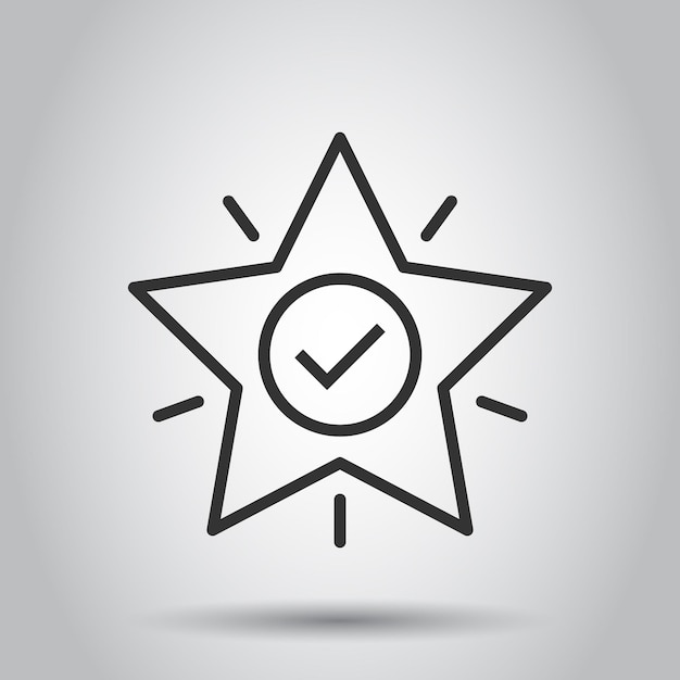 Marca de verificación con icono de estrella en estilo plano Añadir a la ilustración de vector favorito sobre fondo blanco aislado Concepto de negocio de marcador