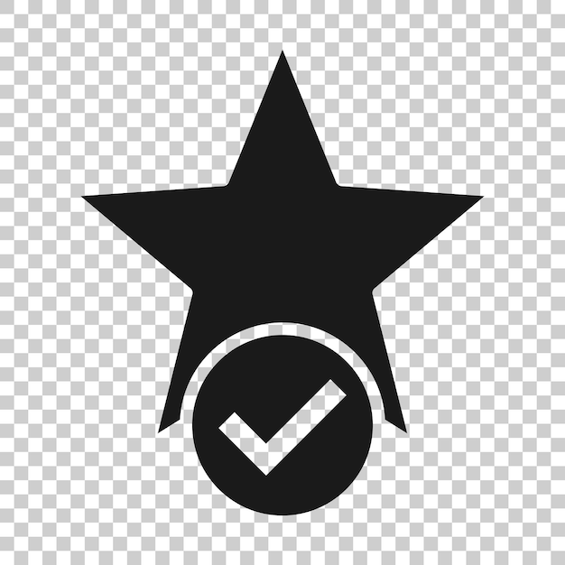 Marca de verificación con icono de estrella en estilo plano Añadir a la ilustración de vector favorito sobre fondo blanco aislado Concepto de negocio de marcador