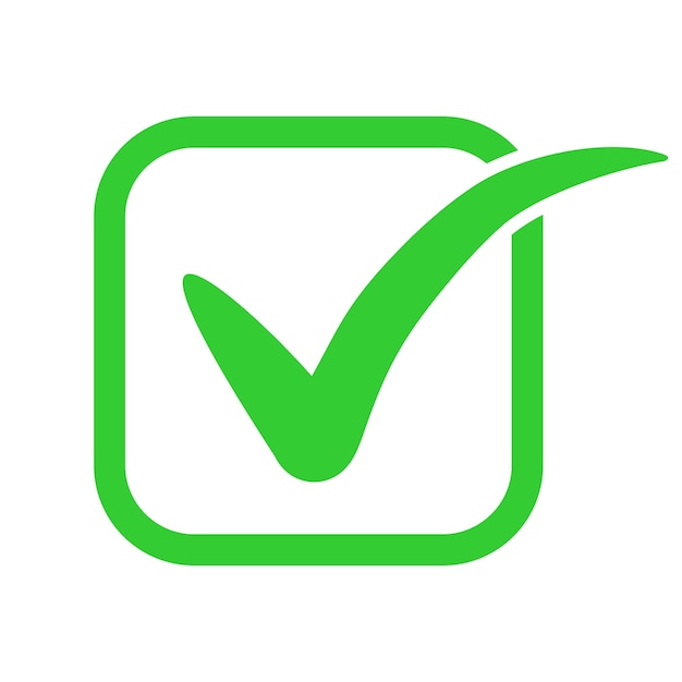 Marca de verificación lista de verificación icono signo símbolo logotipo verde diseño vector ilustración
