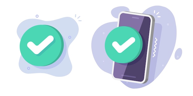 Marca de verificación del teléfono celular icono 3d marca de verificación gráfica confirmar estado ilustración del teléfono celular móvil