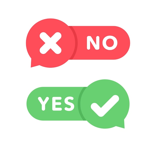 Marca de verificación verde y icono de cruz roja Conjunto de iconos simples en estilo plano SíNo AprobadoDesaprobado Aceptado Rechazado DerechoIncorrectoFalso VerdeRojo OkNo Ok Ilustración vectorial