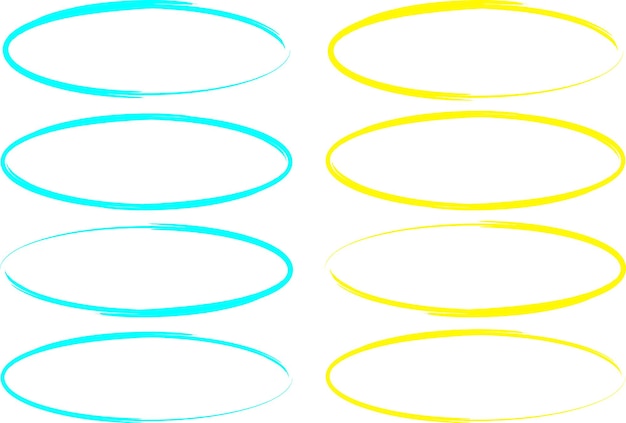 marcador de color azul amarillo claro colección de dibujos elipses vector