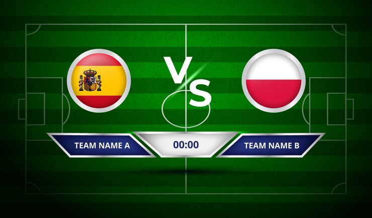 Vector marcador de fútbol españa vs polonia