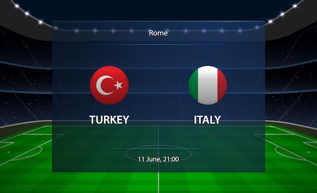 Vector marcador de fútbol de turquía vs italia.