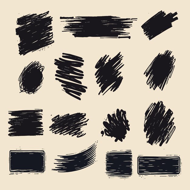 marcador de grunge negro vectorial conjunto de garabatos vectoriales