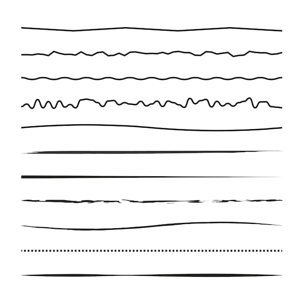 Marcador de líneas a mano. subrayado, conjunto de énfasis. ilustración vectorial Imagen de archivo. EPS 10.