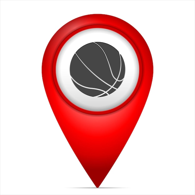 Vector marcador de mapa con símbolo de baloncesto