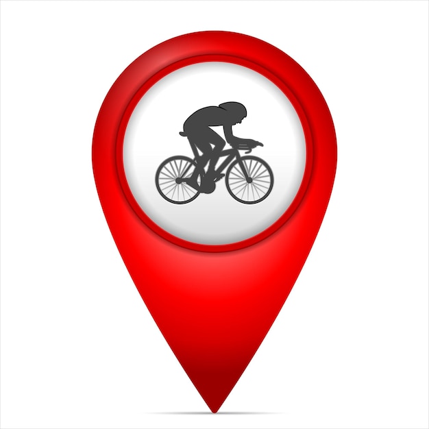 Marcador de mapa con símbolo de ciclismo