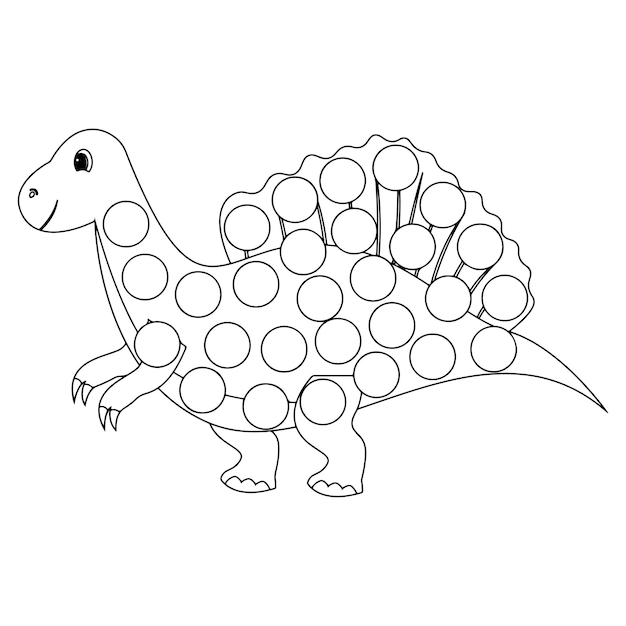 Marcador de punto de dinosaurio para colorear para niños Vector Premium