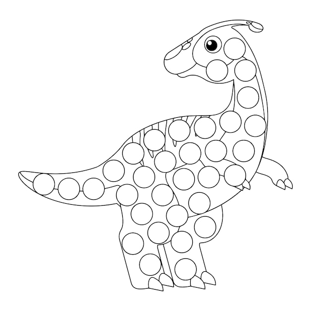 Marcador de punto de dinosaurio para colorear para niños Vector Premium