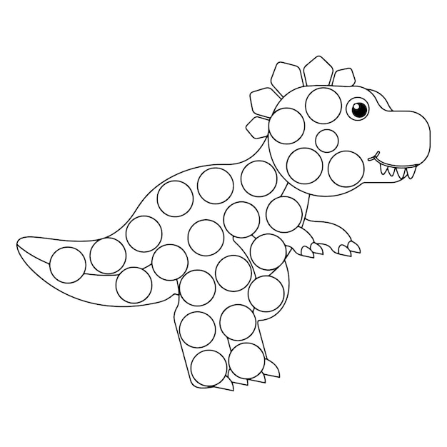 Marcador de punto de dinosaurio para colorear para niños Vector Premium