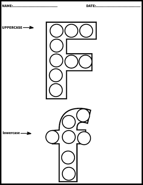 Marcador de puntos del alfabetoDab The Dot Activity Hojas de trabajo imprimiblesPáginas para colorear de jardín de infantes