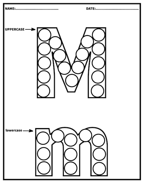 Marcador de puntos del alfabetoDab The Dot Activity Hojas de trabajo imprimiblesPáginas para colorear de jardín de infantes
