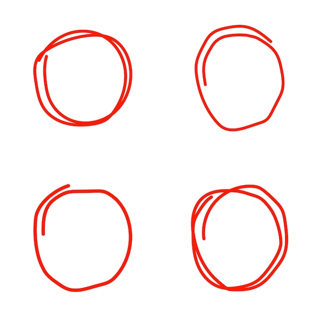 Marcador rojo dibujado a mano por vector marco redondo marco dibujado por mano marcador estilo trazo dibujado marco de círculo rojo