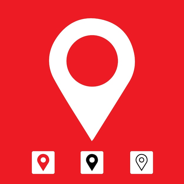 Marcador rojo con un punto blanco en su ubicación Icon Clip art mapa icono vector