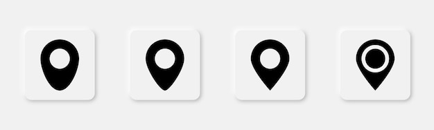 Marcador de ubicación Icono del pin del mapa Puntero de posición Iconos del marcador del mapa configurados Puntero de posición negro
