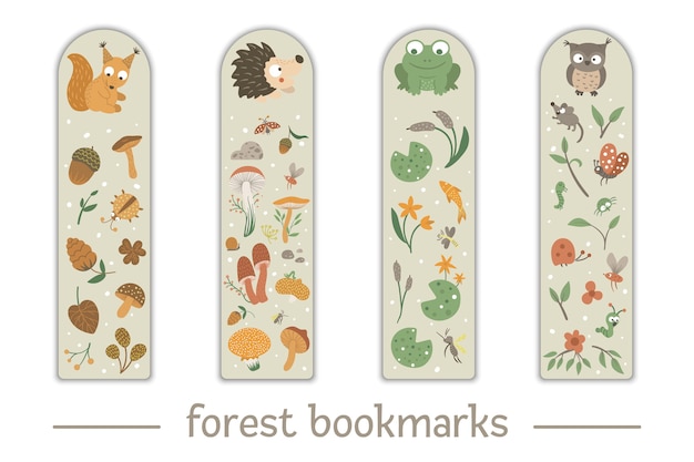 Vector marcadores para niños con animales del bosque