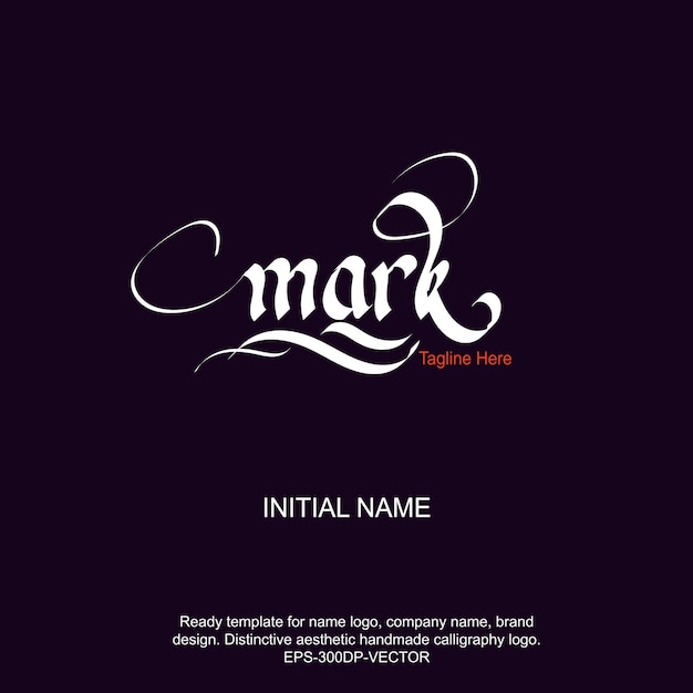 Marcar nombre escrito a mano logotipo firma