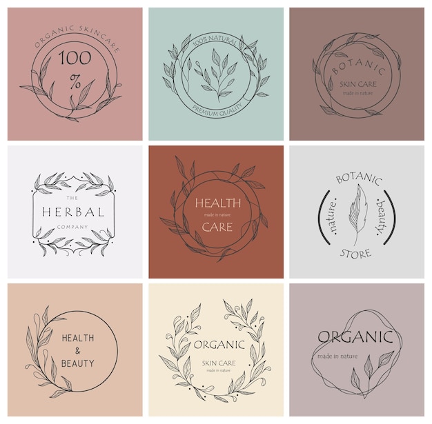 Marcas florales y colección de vectores de diseño de logotipos