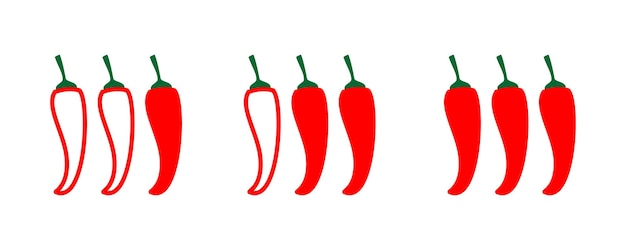 Marcas de nivel de especias Conjunto de iconos de medidor de nivel de Chile Ají rojo picante Suave picante picante extra picante