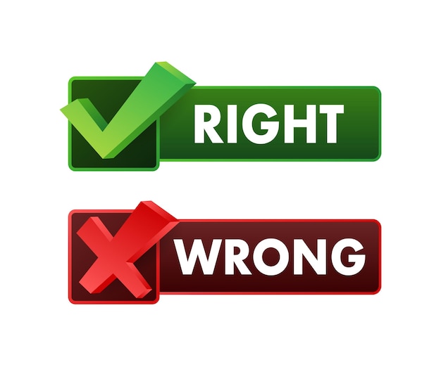 Marcas de verificación bien mal sí y no símbolo de icono de marca de verificación Ilustración de stock vectorial