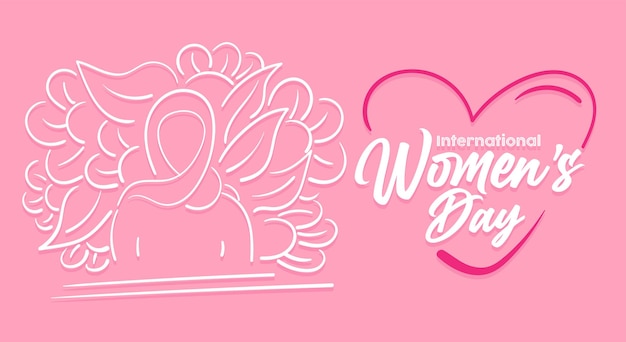 Marcha del Día Internacional de la Mujer 8 con marco de flores y hojas estilo de arte doodle