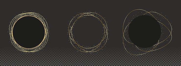 Vector marco abstracto de círculo dorado con brillo y degradado