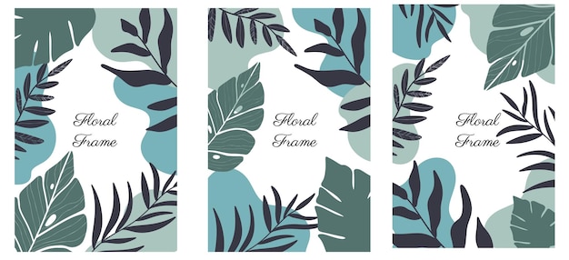Marco abstracto con formas y ramas florales