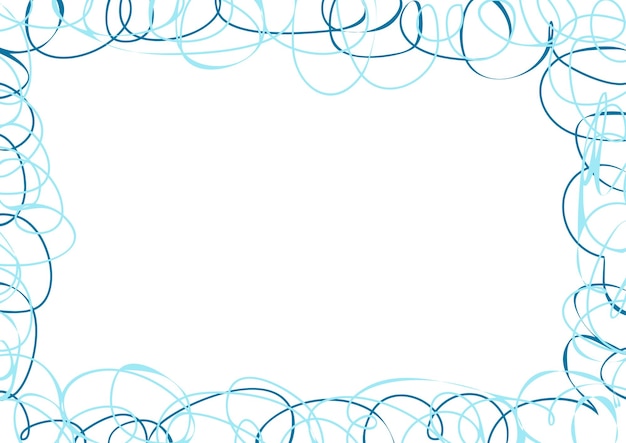 Marco abstracto con garabatos dibujados a mano azul