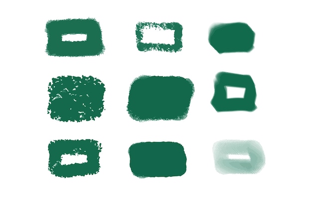 Marco de acuarela de color verde trazas de pincel de tinta marco dibujado a mano
