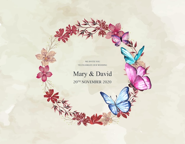 Un marco de acuarela con un diseño floral para una invitación de boda.
