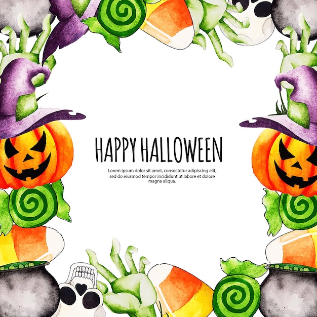 Marco acuarela elementos de Halloween