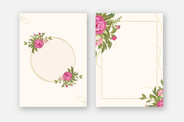 Marco de acuarela floral vintage con plantilla de hermosas flores