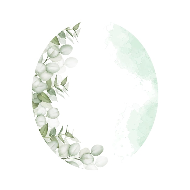 marco de acuarela con hojas de eucalipto