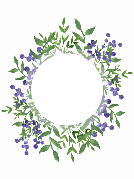 Vector marco de acuarela con hojas verdes y ramas de gypsophila para el fondo de fondos de pantalla de saludos de boda