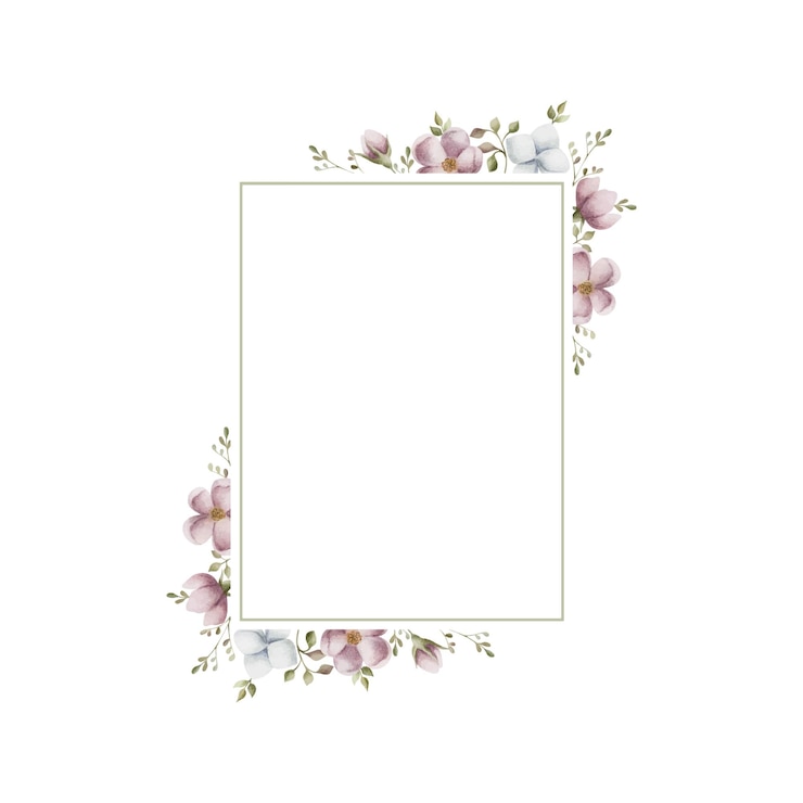 Vector marco de acuarela de rectángulo de flores rosadas ilustración de acuarela