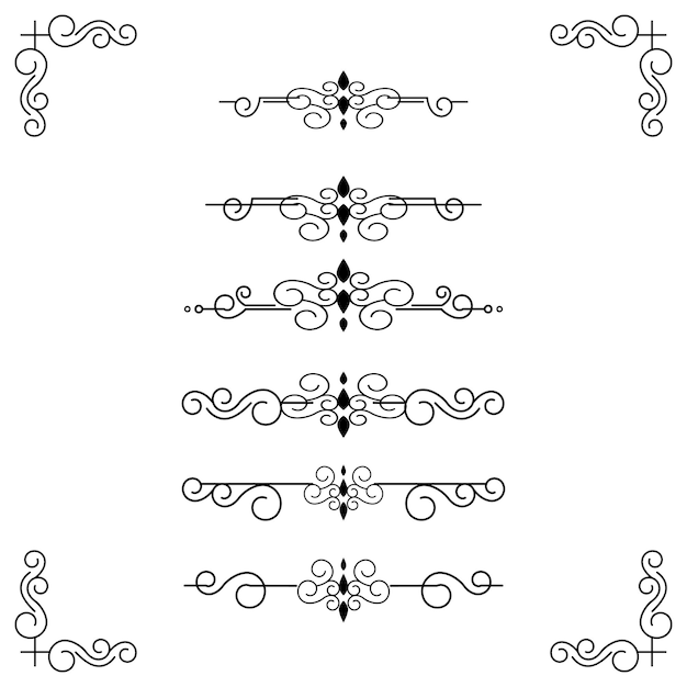 Marco de adorno clásico, conjunto de borde vintage Vector Premium