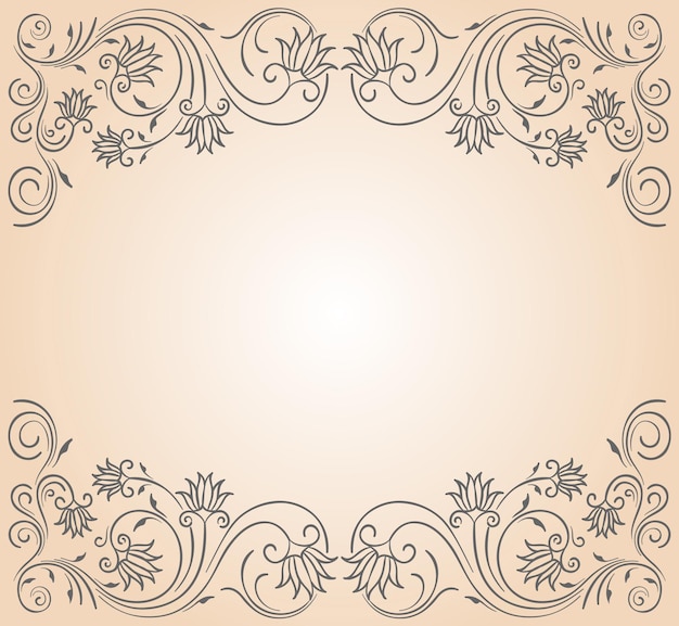 Vector marco de adorno en color gris con espacio de copia en blanco en el centro