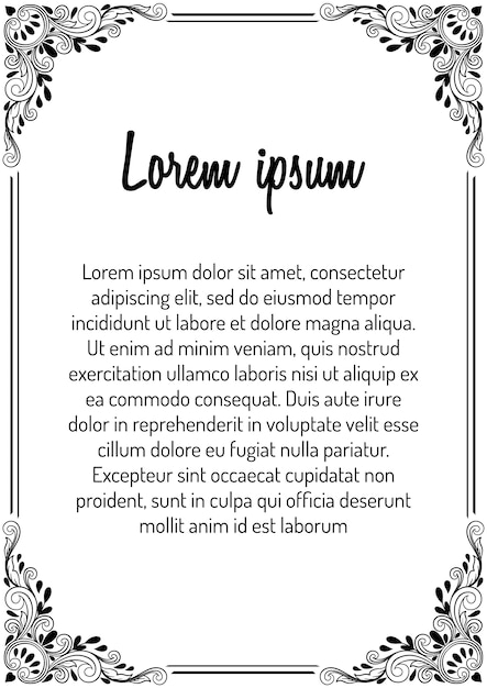 marco de adorno vintage para invitaciones o tarjetas de felicitación con estilo dibujado a mano