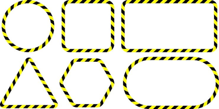 Vector marco de advertencia amarillo negro con espacio de copia