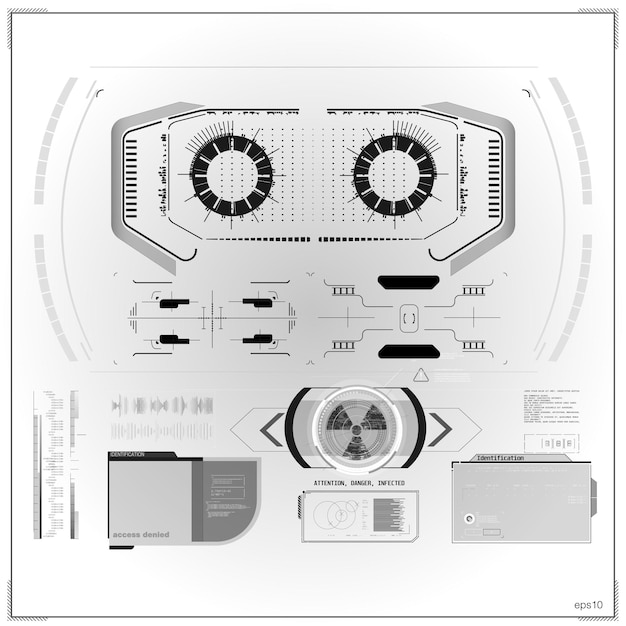 Marco de advertencia Diseño de tecnología abstracta estilo moderno de radiación HUD