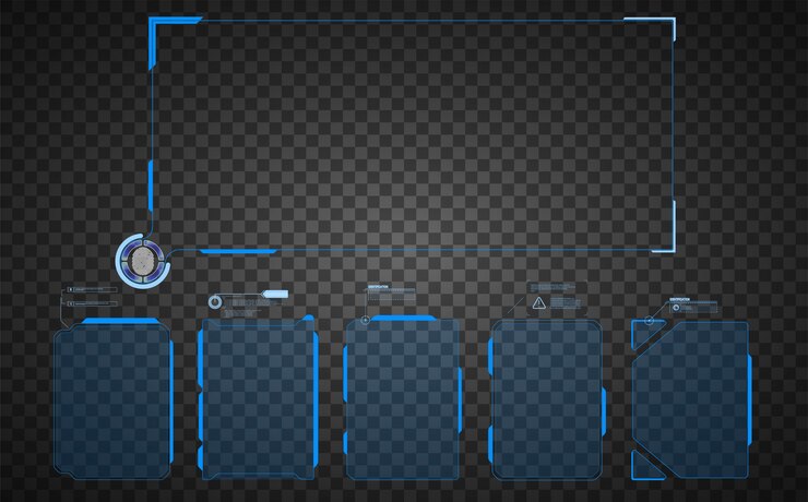 Vector marco de advertencia tecnología abstracta conjunto de marco en fondo moderno estilo hud. resumen tecnología comunicación diseño innovación concepto fondo. diseño gráfico abstracto.