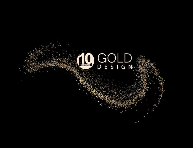 Marco aislado ondulado abstracto con componente de diseño de brillo dorado