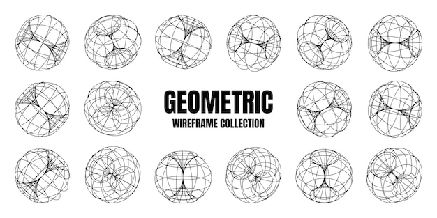 Marco de alambre con formas alineadas malla de perspectiva cuadrícula baja elementos poli geométricos diseño retro futurista