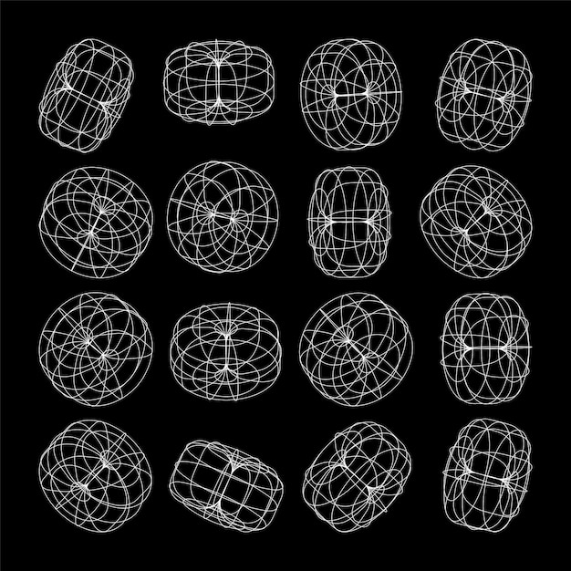 Marco de alambre con formas alineadas malla de perspectiva cuadrícula baja elementos poli geométricos diseño retro futurista