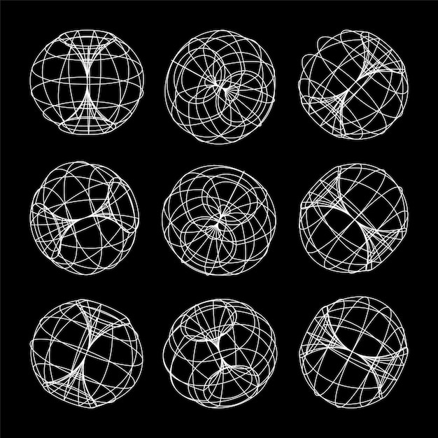 Marco de alambre con formas alineadas malla de perspectiva cuadrícula baja elementos poli geométricos diseño retro futurista