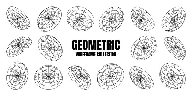 Marco de alambre con formas alineadas malla de perspectiva cuadrícula baja elementos poli geométricos diseño retro futurista