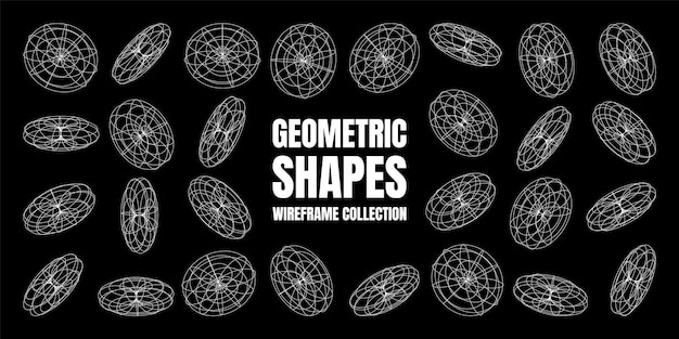 Marco de alambre con formas alineadas malla de perspectiva cuadrícula baja elementos poli geométricos diseño retro futurista