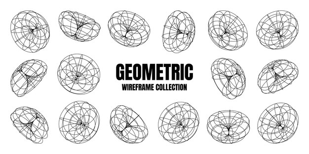 Marco de alambre con formas alineadas malla de perspectiva cuadrícula baja elementos poli geométricos diseño retro futurista