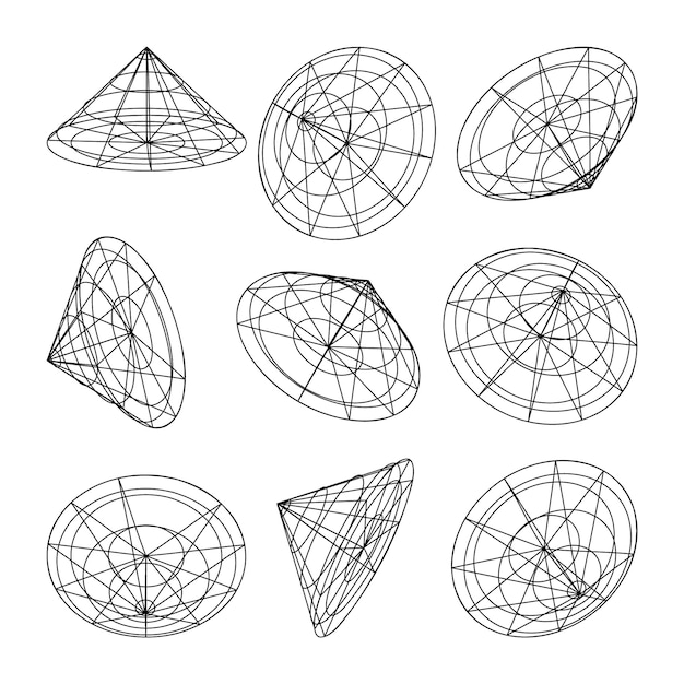 Marco de alambre con formas alineadas malla de perspectiva cuadrícula baja elementos poli geométricos diseño retro futurista